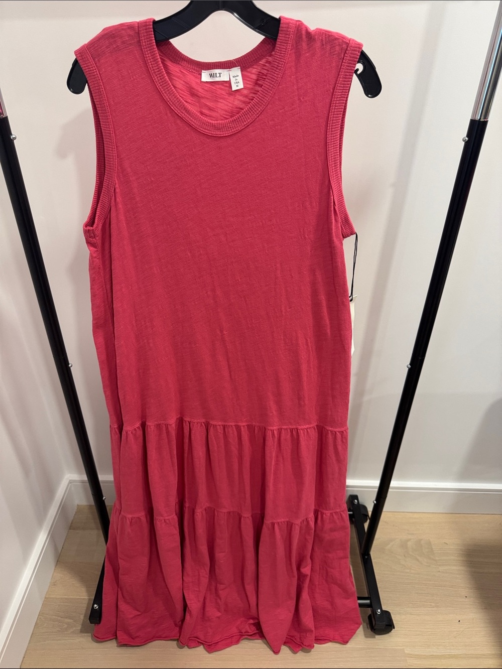 WILT Sleeveless Tiered Midi Dress - Raspberry